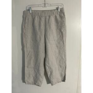 J.Jill love linen crop pants women’s S petite light gray pull on lightweight